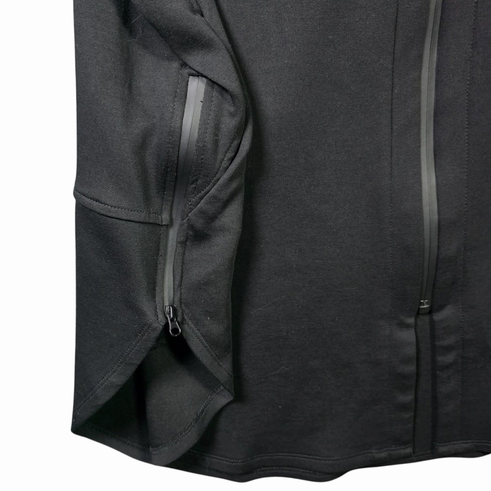 Ruti Black Loose Fit Longline Scuba Jacket Womens L XL Hooded Zip - Picture 8 of 11